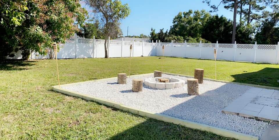 The Backyard and fire pit at Cayuga Sober Living in Port St Lucie Florida